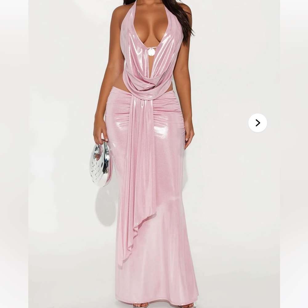 Shimmering Pink Halter Dress